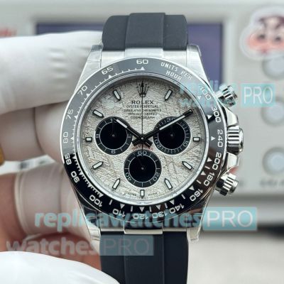 N+ Factory 1-1 Replica Rolex Daytona 4131 Gain Weight Meteorite Dial Rubber Strap Watch 